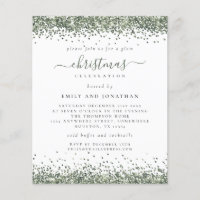 PAPER | Green Glitter Christmas Party White Invite
