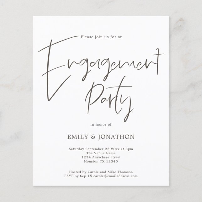 PAPER Handwritten Script Engagement Party Invite (Front)