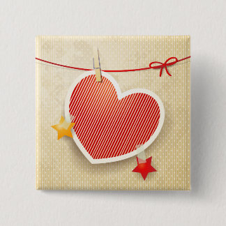 Paper heart 15 cm square badge