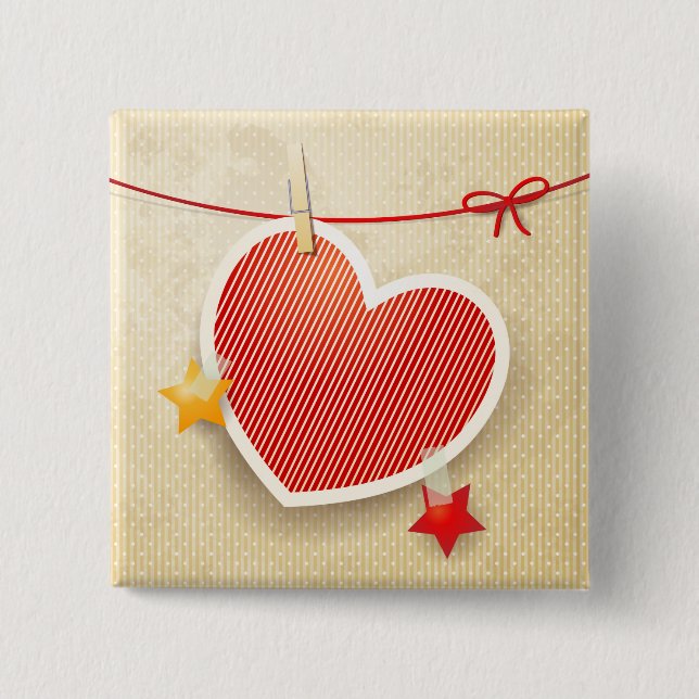 Paper heart 15 cm square badge (Front)