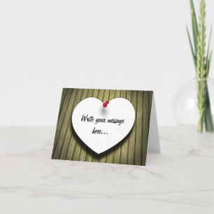 Paper Heart Handwritten Script Rustic Card