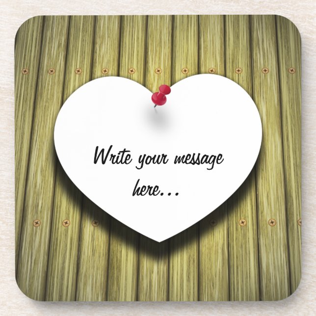 Paper Heart Handwritten Script Rustic Coaster (Front)