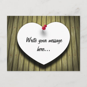 Paper Heart Handwritten Script Rustic Postcard