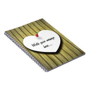Paper Heart Handwritten Script Rustic Spiral Notebook