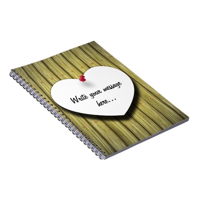 Paper Heart Handwritten Script Rustic Spiral Notebook (Right Side)