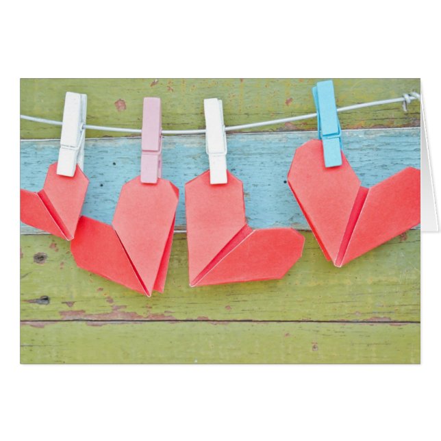 Paper Heart Hanging On The Clothesline (Front Horizontal)