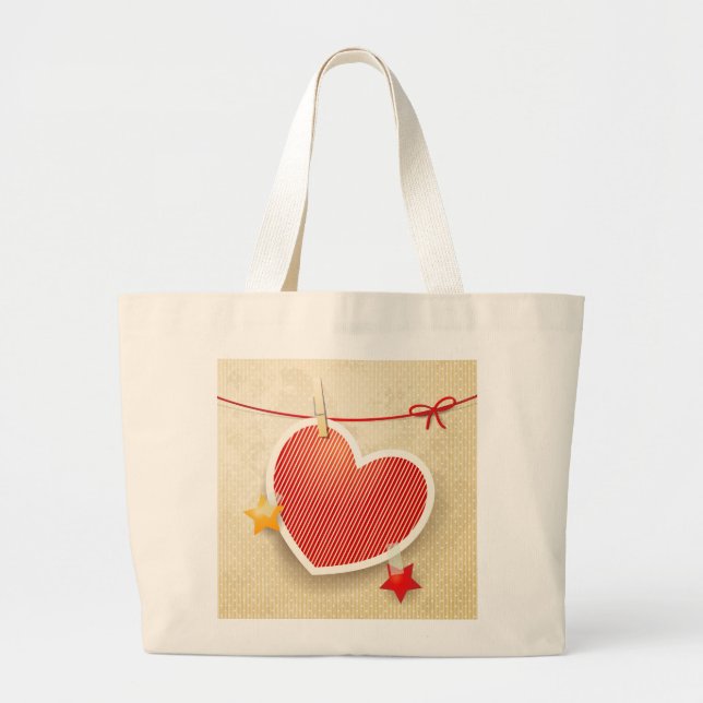 Paper heart large tote bag (Front)