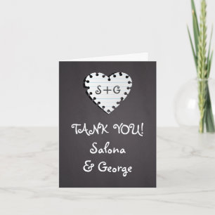 Paper heart on chalkboard wedding Thank You photo