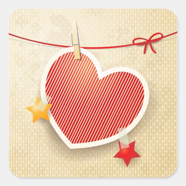 Paper heart square sticker (Front)