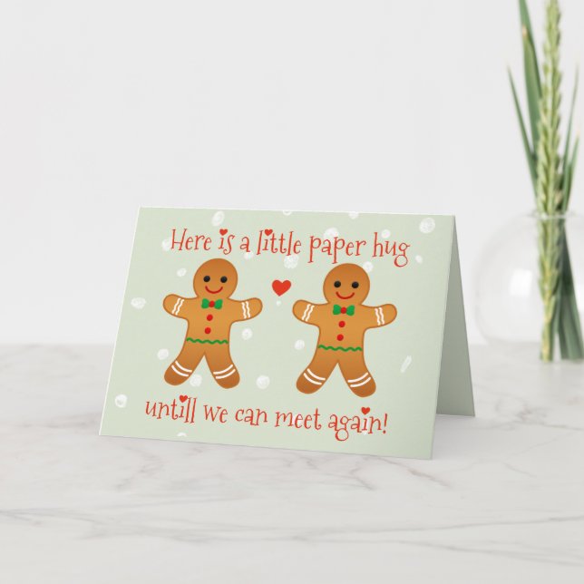 Paper hug - Cute Social Distance Christmas Holiday Card (Front)