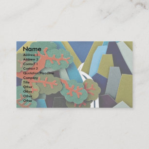 Paper illustration, sun and mountain business card