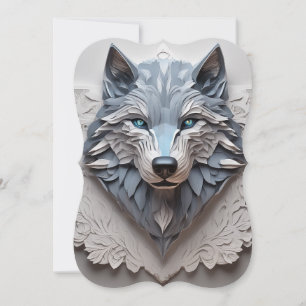 Paper is a 3D volume carving of a wolf's head. The Card