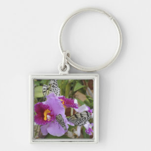 Paper Kite Butterflies (Idea leuconoe) on Key Ring
