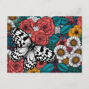 Paper kite garden postcard
