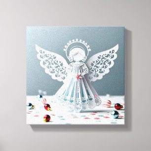 Paper Lace Angel Christmas Crafts Art Canvas Print