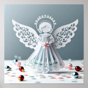 Paper Lace Angel Christmas Crafts Art Poster