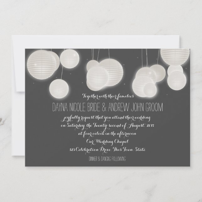 Paper Lanterns Wedding Invitation (Front)