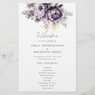 PAPER Lilac Purple Florals Wedding Program