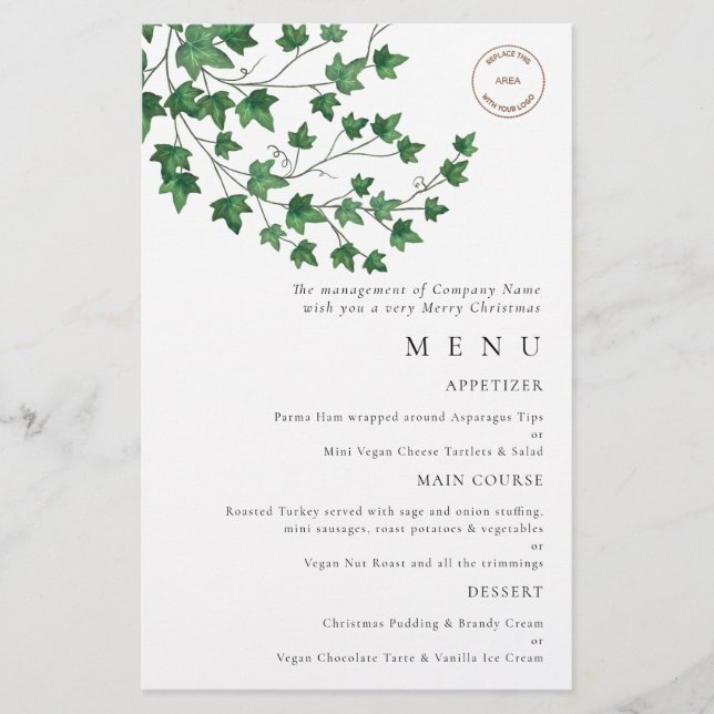 PAPER | Logo Ivy Christmas Party Menu (Front)