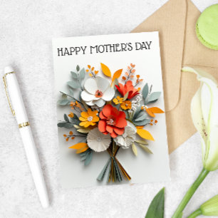 Paper Look Flower Bouquet Mother's day  Card