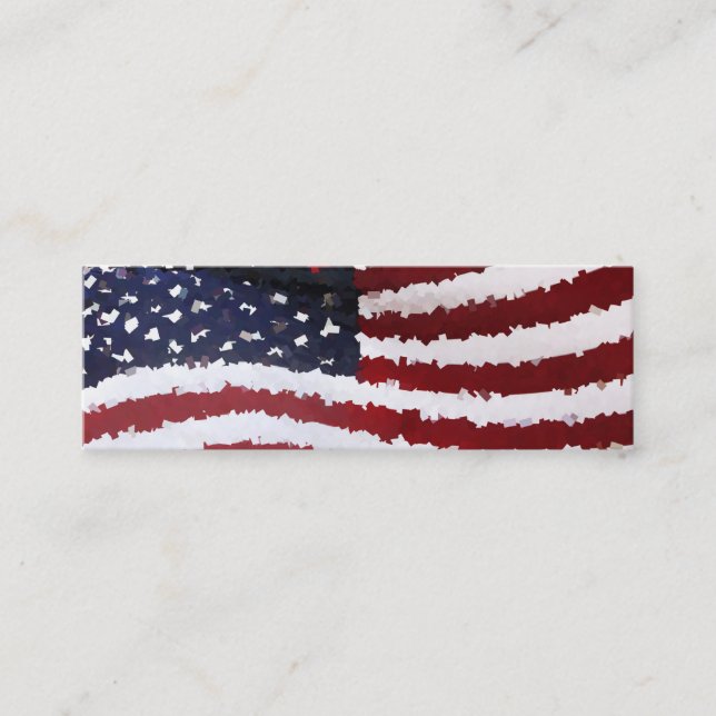 Paper Mache American Flag Mini Business Card (Front)