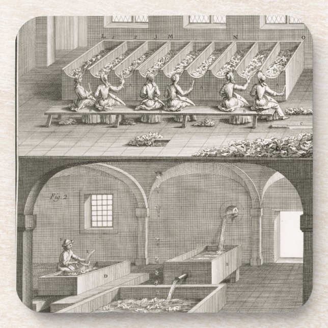 Paper making, from the 'Encyclopedie des Sciences Coaster (Front)
