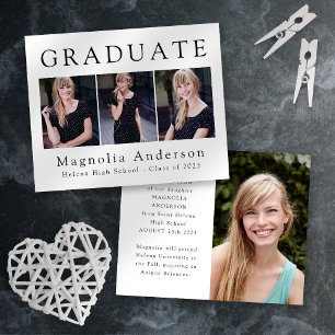 PAPER Minimalist Graduate Four Photo Announcement