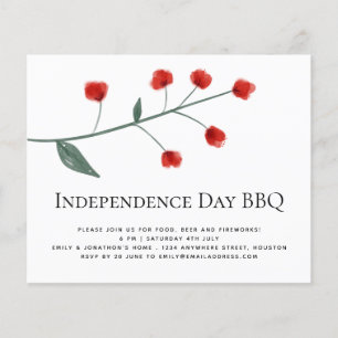 PAPER  Minimalist Red Florals 4th July BBQ Invite
