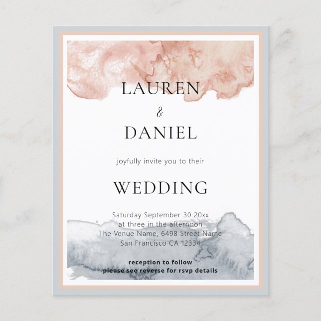 PAPER Minimalist Text QR Code Watercolor Wedding (Front)