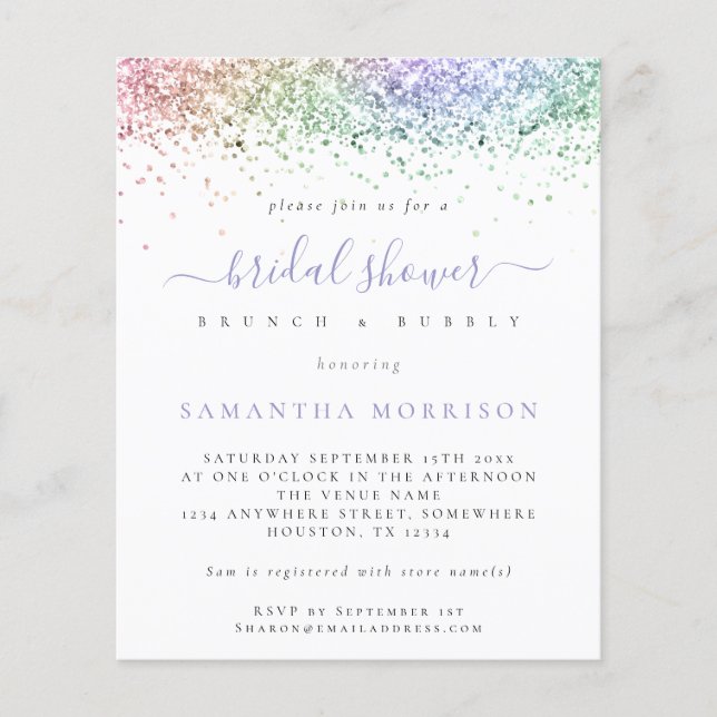 PAPER  Multicolor Glitter Bridal Shower Invitation (Front)