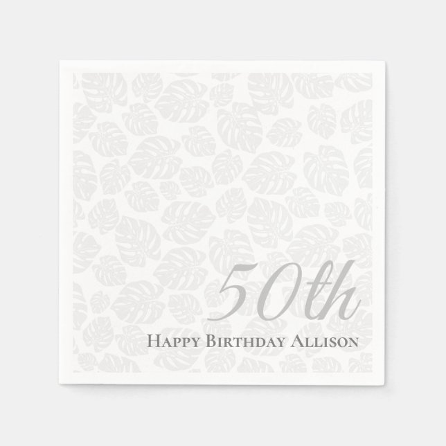 Paper Napkin 50th Birthday Palm Leaf (Front)