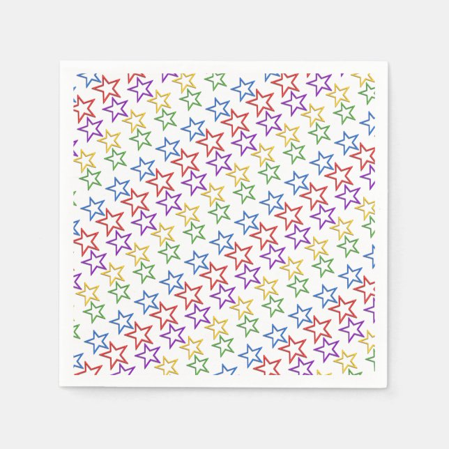 Paper Napkin - Bands of Coloured Stars (Front)