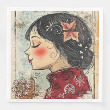 Paper Napkin Christmas Girl Art-Journal Var01