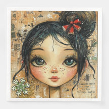 Paper Napkin Christmas Girl Art-Journal Var03