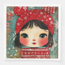 Paper Napkin Christmas Girl Art-Journal Var04