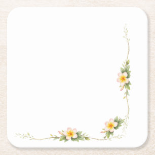 Paper Napkin - Elegant Floral Corner Wedding Square Paper Coaster