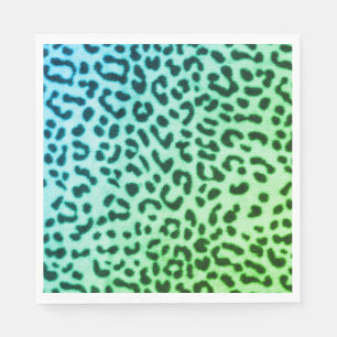 Paper Napkin Green/Blue Leopard Print