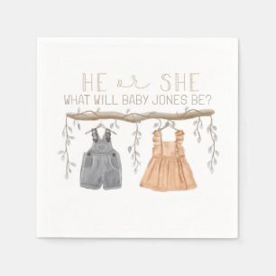 Paper Napkin, He or She, Baby shower, Napkin