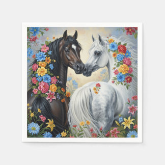 Paper Napkin Horses framed in flowers