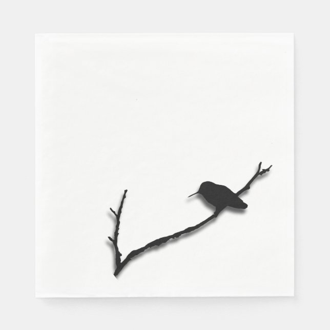 Paper Napkin - Hummingbird Silhouette on Branch (Front)
