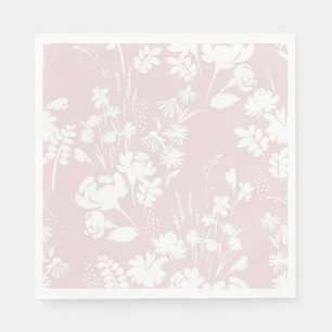 PAPER NAPKIN ; PALE PINK FLORAL GRAPHIC DESIGN