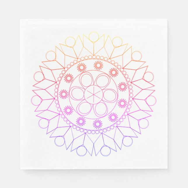 Paper Napkin - Pastel Coloured Mandala Pattern (Front)