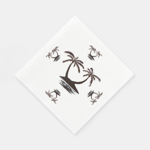 Paper Napkin- Silhouette of Tropical Island Napkin