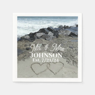 Paper Napkin - Two Hearts In The Sand