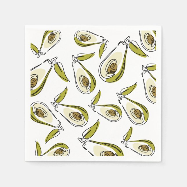 Paper napkin with avocado. (Front)
