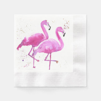Paper Napkin with two pink flamingos 
