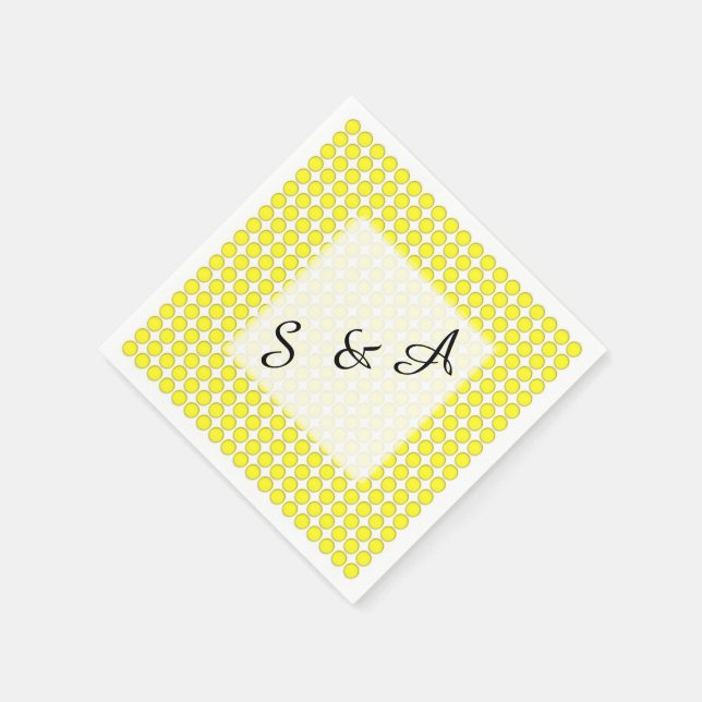 Paper Napkin - Yellow Dots with Initials (Corner)