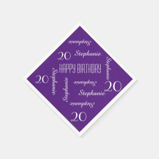 Paper Napkins, 20th Birthday Party Repeating Names Napkin