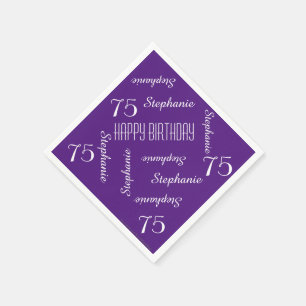 Paper Napkins, 75th Birthday Party Repeating Names Napkin