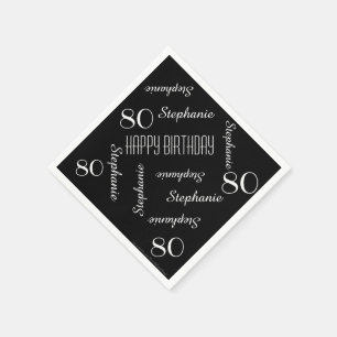 Paper Napkins, 80th Birthday Party Repeating Names Napkin